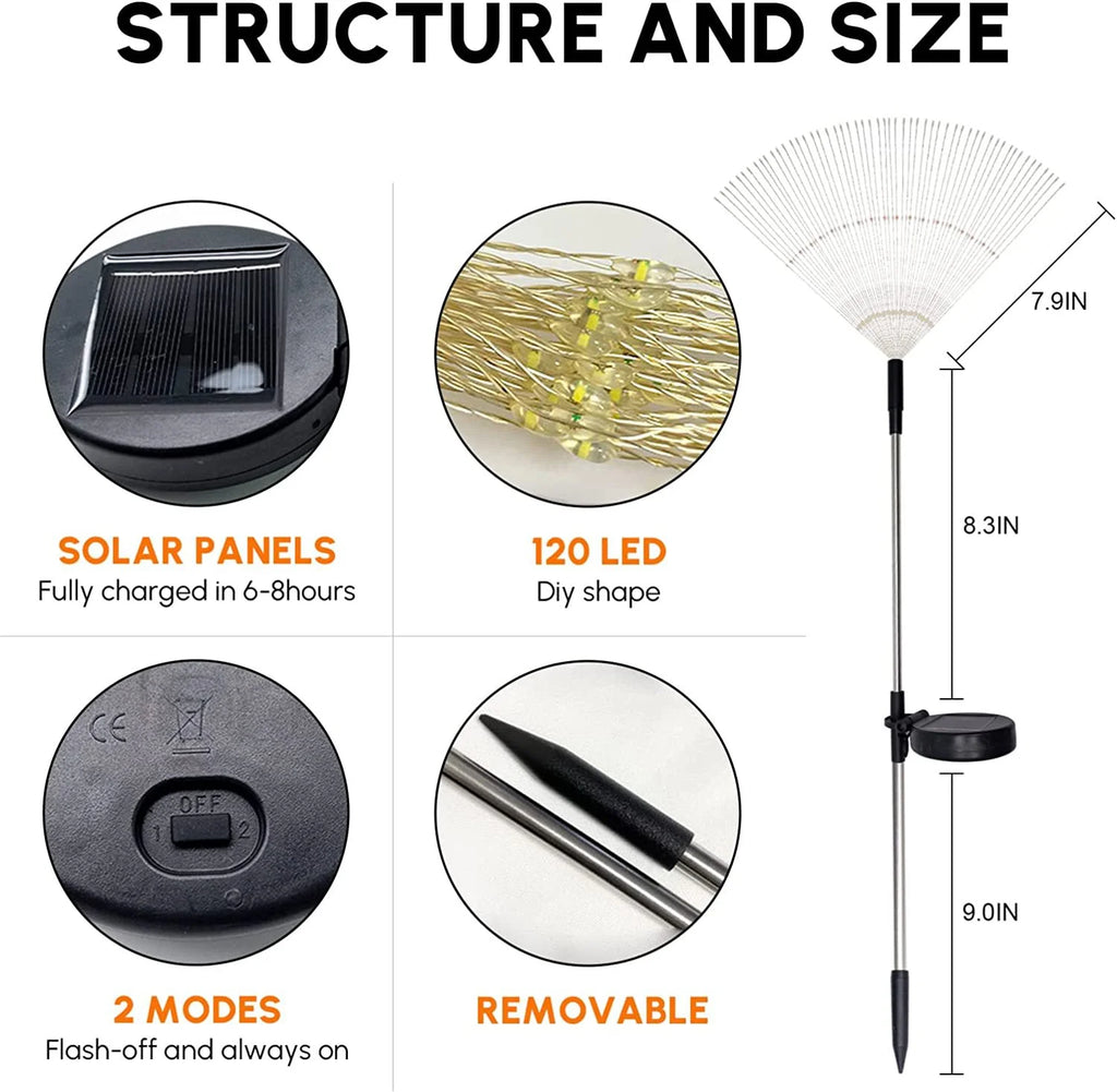 Guirnalda de Luces Led con soporte para exterior- Carga solar